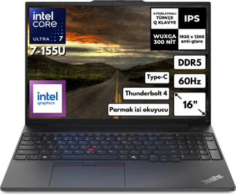 Lenovo ThinkPad E16 G2 Ultra 7-155U 32-GBDDR5 512 GB SSD 16" Intel Graphics WUXGA Windows 11 Pro 21MBSTKY42 BT81