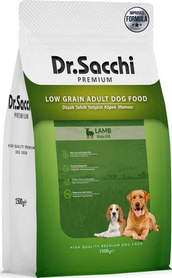 Dr.Sacchi Premium Düşük Tahıllı Kuzu Etli Yetişkin Köpek Maması 1,5 Kg