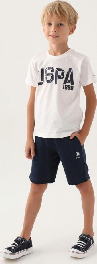 U.s. Polo Assn US1727 Lisanslı Numbers Lacivert Erkek Çocuk Bermuda Takım