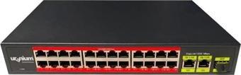 Uranıum Poe-2421sfp-300w 24 Port 10/100+2x Gıgabıt Uplınk +1xsfp 250 Metre Poe Rackmount Swıtch (rea