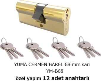 YUMA CERMAN BAREL 68 mm SARI YM-B68 ( ÖZEL YAPIM 12 ADET YEDEK ANAHTARLI )