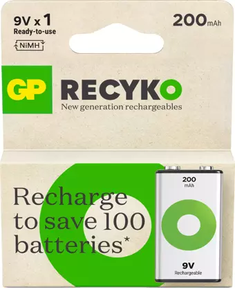 GP Recyko 200 mAh 9V Şarjlı Pil