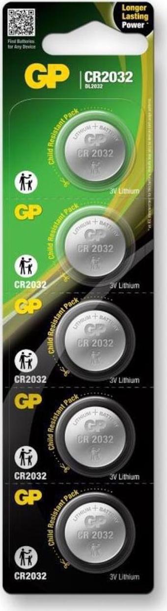 GP CR2032-C5 3V Lityum Düğme Pil 5'li Paket