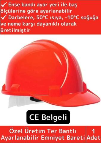 Özel Uzun Ömürlü CE Belgeli Ter Bantlı Ayarlanabilir İnşaat İş Güvenliği Emniyet Bareti Kırmızı