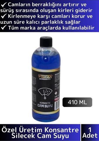 Premium Yüksek Kaliteli İz Bırakmaz Canlı Görüş Sağlayan Oto Araç Konsantre Silecek Cam Suyu 410 Ml