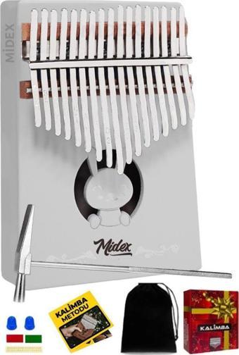 Midex KLX-550 Beyaz Renk Gerçek Ağaç Kalimba 17 Tuşlu Full Set