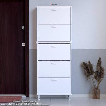 Modilayn Varbi Umay' 2 Li Kapı Önü 52 X193x 25, 5 Cm' Lik 5 Düşer Kapak 10 Göz Raflı Ayakkabılık