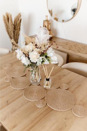 Rope Decor 85X35Cm Hasır Jüt Salon Mutfak Nişan Düğün Dekoratif El Üretimi Masa Örtüsü Runner / Amerikan Servis