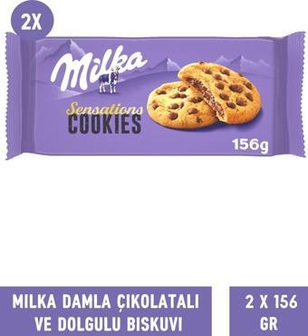 Milka Sensations Choco Cookie Damla Çikolata ve Dolgulu Bisküvi 156 gr - 2 Adet