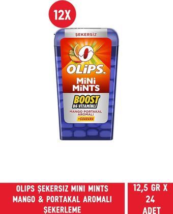 Olips Şekersiz Mini Mints Mango & Portakal Aromalı Boost B6 Vitaminli Ferahlatıcı Şekerleme 12,5 gr  X 12 Adet