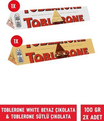 Toblerone White Beyaz Çikolata 100 gr & Toblerone Sütlü Çikolata 100 gr