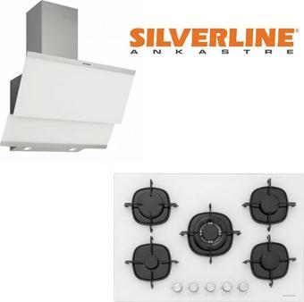 Silverline Ankastre Set 2'li Beyaz 3420.6 Davlumbaz+CS5365W01 75cm