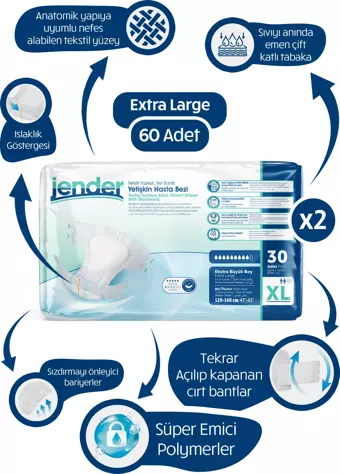 Jender Hasta Bezi Tekstil Yüzeyli Bel Bantlı Ekstra Large 60 Lı