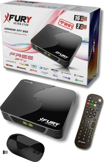 FURY Android Tv Box Medya Oynatıcı 16GB Hafıza Dahili Wifi - Kablosuz Mouse - Çanaksız TV İzleme