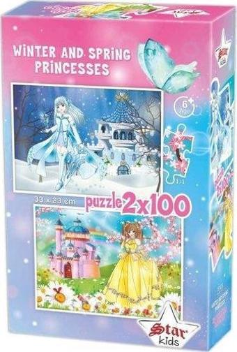 Star Kış Ve İlkbahar Prensesleri, 2X100 Parça Puzzle