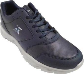 Luttoon 4154-24 Deri Anatomik Hafıza Taban Erkek Sneaker Lacivert Gri