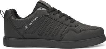 Luttoon 4189-24 Deri Anatomik Hafıza Taban Kadın Sneaker Siyah Füme