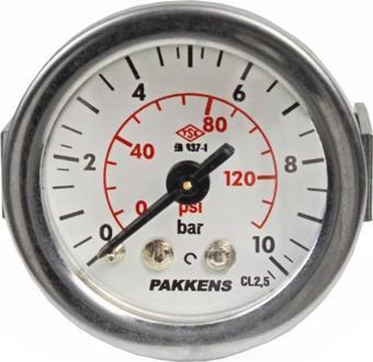 Pakkens 0-10 Bar 40 mm Arkadan Bağlantılı Panotipi Kuru Manometre G 1/8 inç