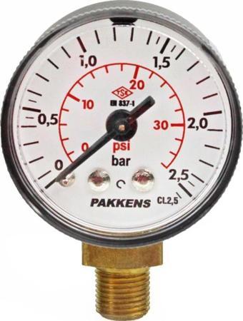 Pakkens 0-2.5 Bar 40 mm Alttan Bağlantılı Kuru Manometre G 1/8 inç