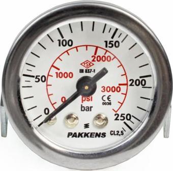 Pakkens 0-250 Bar 40 mm Arkadan Bağlantılı Panotipi Kuru Manometre G 1/8 inç