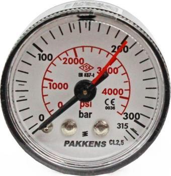 Pakkens 0-315 Bar 40 mm Arkadan Bağlantılı Kuru Manometre G 1/8 inç