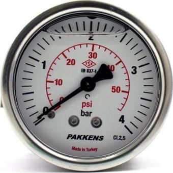 Pakkens 0-4 Bar 50 mm Arkadan Bağlantılı Panotipli Gliserinli Manometre G 1/4 inç