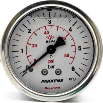 Pakkens 0-6 Bar 50 mm Arkadan Bağlantılı Panotipli Gliserinli Manometre G 1/4 inç