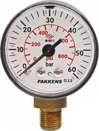 Pakkens 0-60 Bar 40 mm Alttan Bağlantılı Kuru Manometre G 1/8 inç