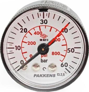 Pakkens 0-60 Bar 40 mm Arkadan Bağlantılı Kuru Manometre G 1/8 inç