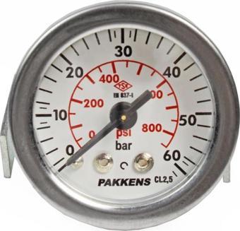 Pakkens 0-60 Bar 40 mm Arkadan Bağlantılı Panotipi Kuru Manometre G 1/8 inç