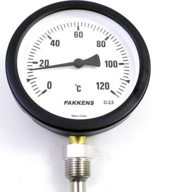 Pakkens Termometre 0-120 °C Çap 100 mm Daldırma Boyu 10 cm Alttan Bağlantılı G 1/2 inç