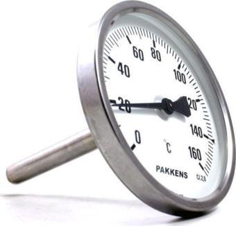 Pakkens Termometre 0-160 °C Çap 100 mm Daldırma Boyu 10 cm Arkadan Bağlantılı G 1/2 inç