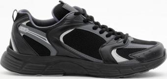 Tonny Black Unisex Siyah Füme Rahat Kalıp Faylon Taban Bağcıklı Spor Ayakkabı
