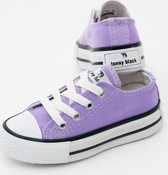 Tonny Black Çocuk Unisex Lila Rahat Kalıp Bağcıklı Spor Ayakkabı