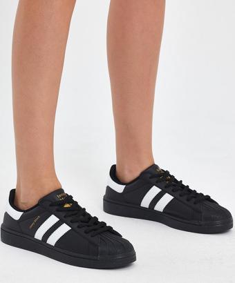 Tonny Black Unisex Siyah Rahat Kalıp Şeritli Bağcıklı Spor Ayakkabı