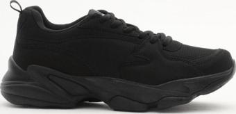 Tonny Black Unisex Siyah Rahat Kalıp Yüksek Poli Taban Bağcıklı Spor Ayakkabı
