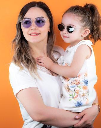Lunox Anne Kız Çocuk Kombin Kristal Güneş Gözlüğü ( Mor Cam )