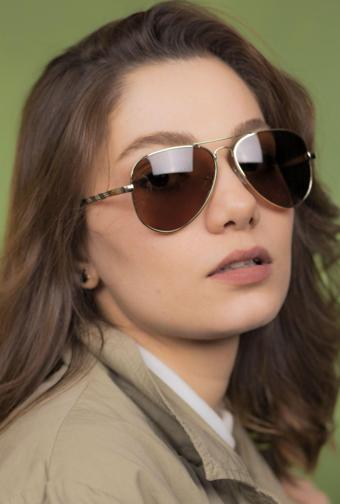 Lunox Damla Unisex Gold Kahve Güneş Gözlüğü Polarize
