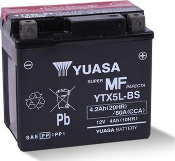 Yuasa Akü Ytx5l-bs 12v4ah80a Honda Dıo 110 Cg 125 Tıtan Crf 250x Rks Spontını 110 Yamaha Bws 100