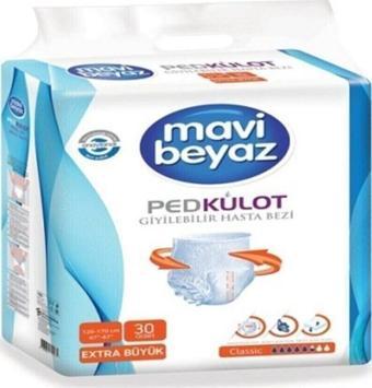 Mavi Beyaz Ped Külot Yetişkin Hasta Bezi Extra Büyük Boy Xlarge 1 Paket 30 Adet