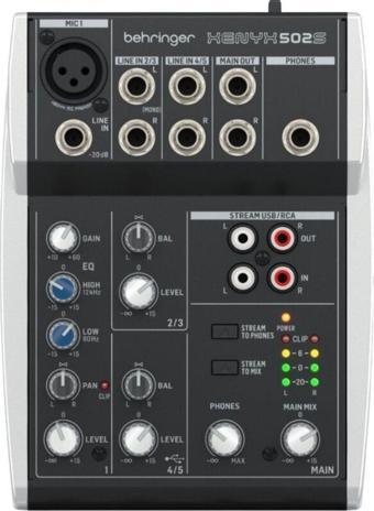 Behringer Xenyx 502S Premium Analog 5-Input Mixer With Usb Streaming Interface