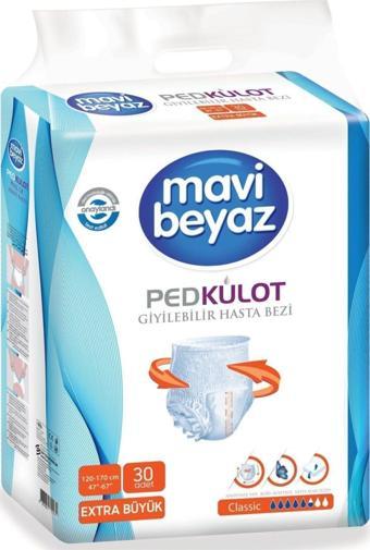 Mavi Beyaz Ped Külot Yetişkin Hasta Bezi Extra Large Boy-X Large 30 Lu 3 Paket 90 Kullanım