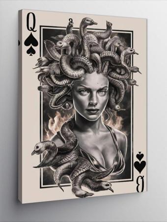 Kanvas Tablo İskambil Kağıdı Medusa