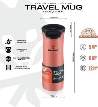 MADMUGS TM-TA-004 Travel Mug Termos Bardak 0,47lt-Turuncu