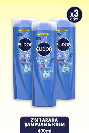 Elidor Superblend 2'si 1 Arada Şampuan & Krem Kepeğe Karşı Etkili 400 ml x 3 Adet