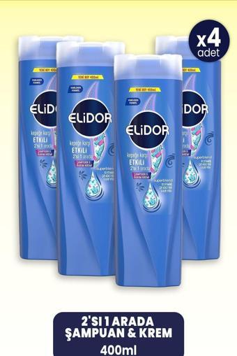 Elidor Superblend 2'si 1 Arada Şampuan & Krem Kepeğe Karşı Etkili 400 ml x 4 Adet