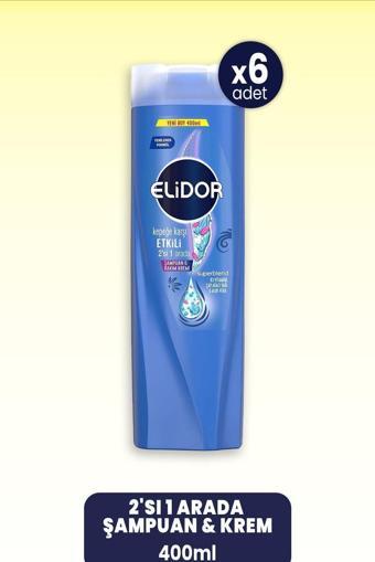 Elidor Superblend 2'si 1 Arada Şampuan & Krem Kepeğe Karşı Etkili 400 ml x 6 Adet