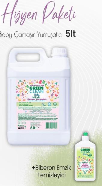 Green Clean Baby Bitkisel Çamaşır Yumuşatıcı Lavanta 5 lt ve Emzik Biberon Temizleyici 500 ml