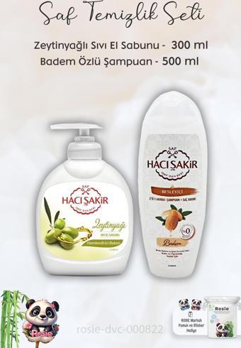 Hacı Şakir Zeytinyağlı Sıvı Sabun 300 ml, Bademli Şampuan 500 ml ve ROSIE