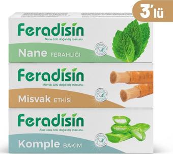 Feradisin 3 Adet Diş Macunu 75Ml/90G X 3 %100 Doğal Gimdes Helal Sertifikalı